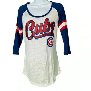 New Era Chicago Cubs MLB Women's Small 3/4 Sleeve Glitter Shirt Baseball